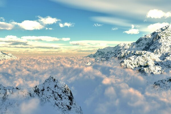 Evening sunset in the mountains