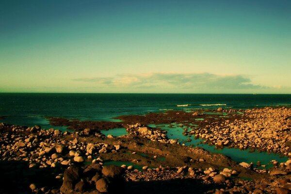 Stones on the deserted seashore