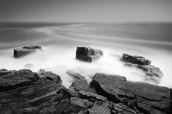 Fondo blanco y negro y piedras