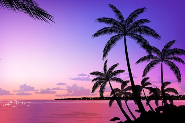 Purple sunset on the islands