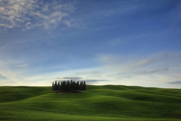 Hilly landscape on a clear day