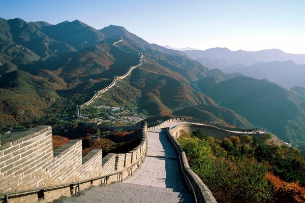 Gran muralla China vista superior en verano