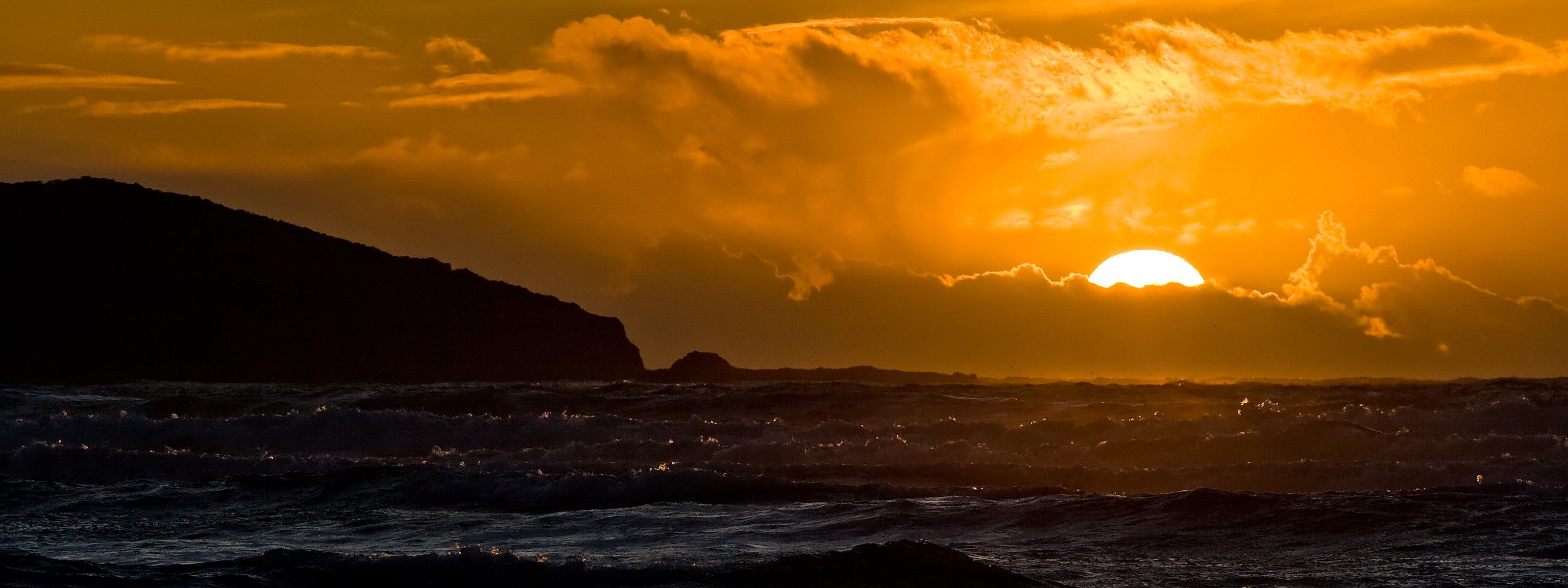 sonnenuntergang meer wellen