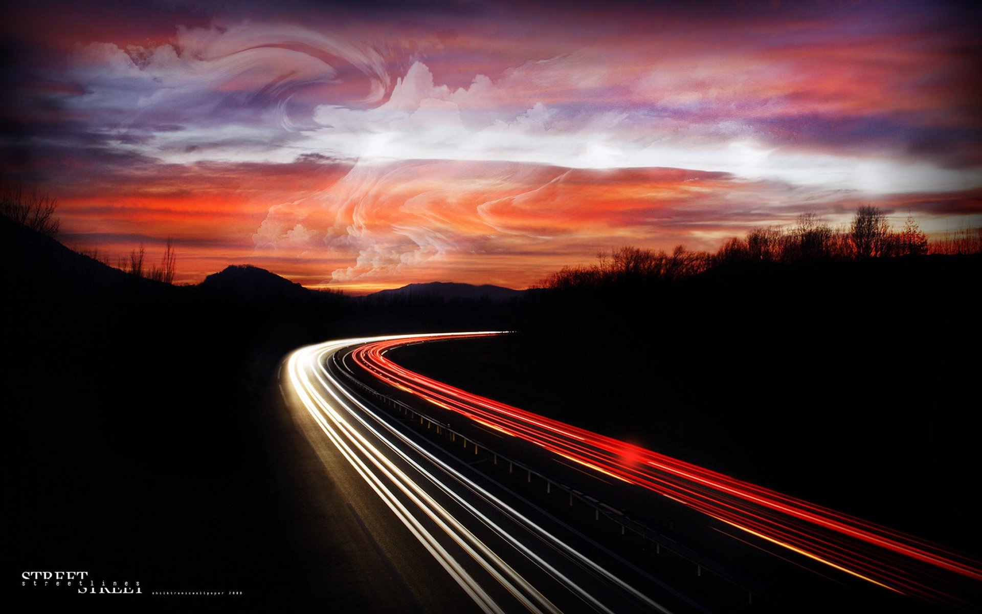 autostrada luci notte strada