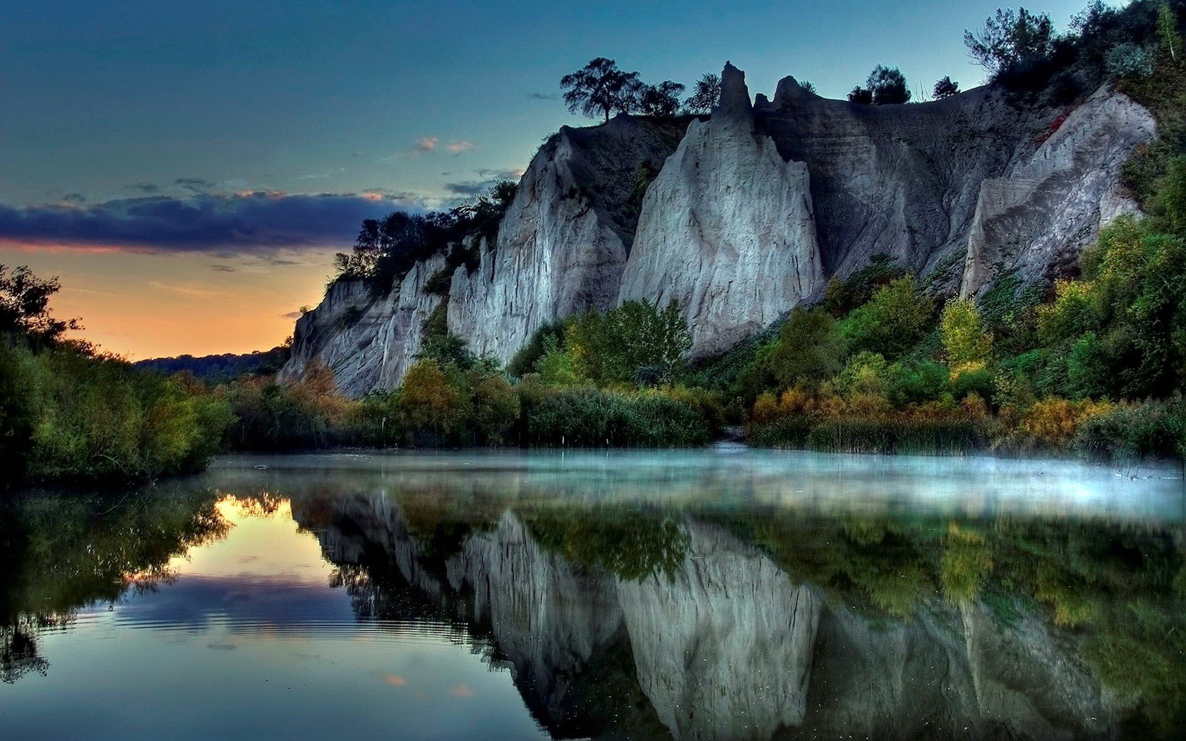 lake fog rock