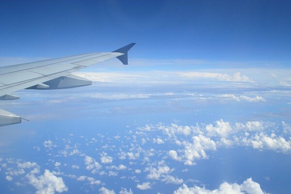 View of the clouds from the plane window