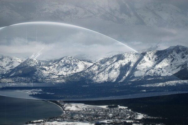 The beauty of snow-capped mountains on a winter morning