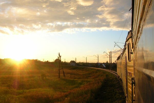 Turning the train in the rays of the sun