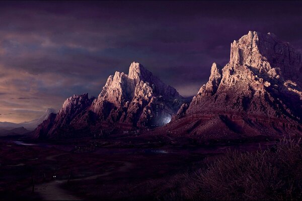 Mountain range at dawn