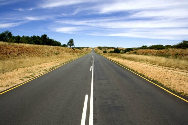 Strada con l oasi che va all orizzonte