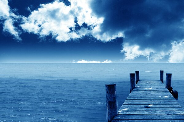 Berth and planks and blue sky