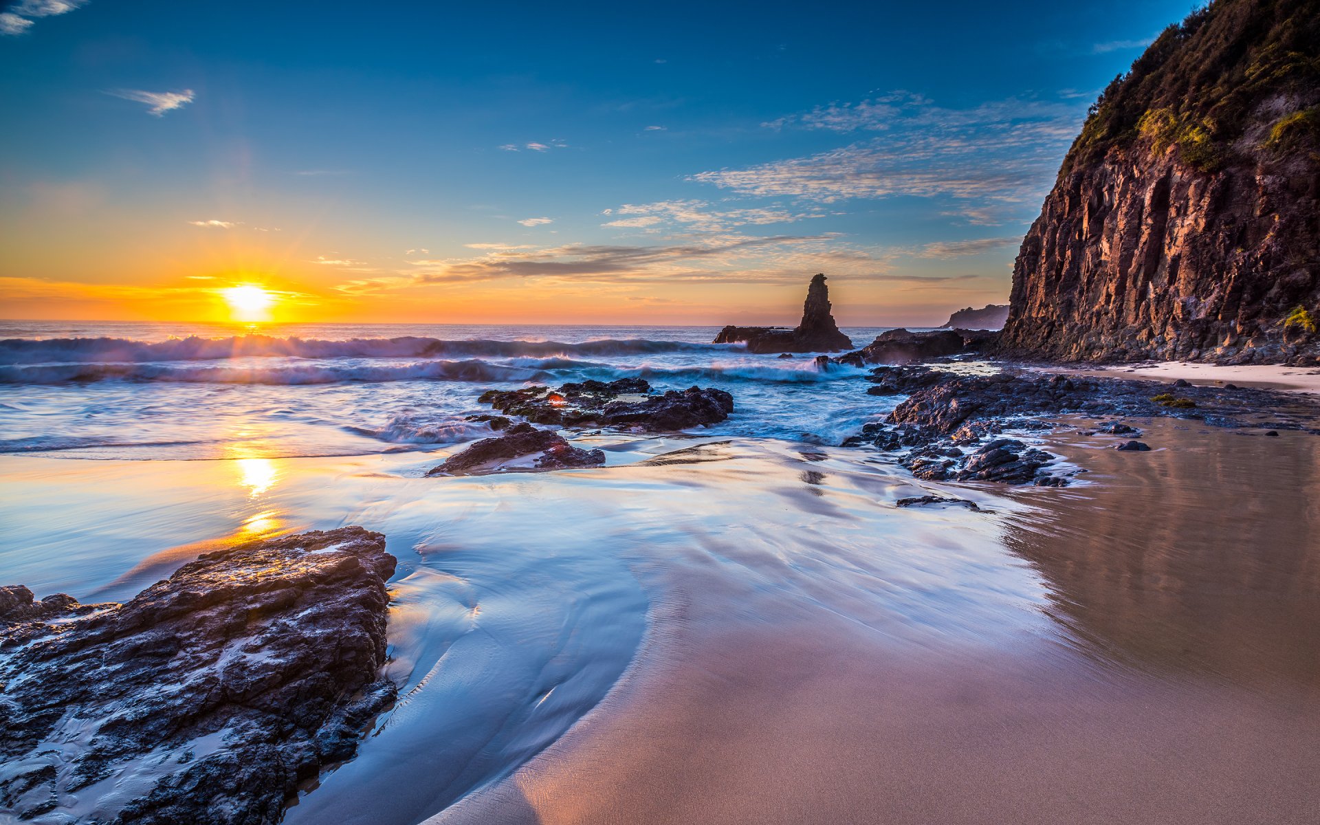 natura spiaggia rocce oceano jones beach a kiama downs nuovo galles del sud australia