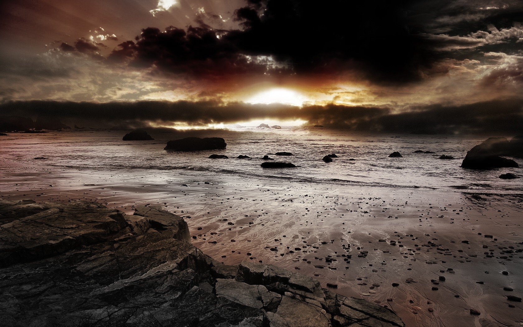 meer sand sonnenaufgang felsen