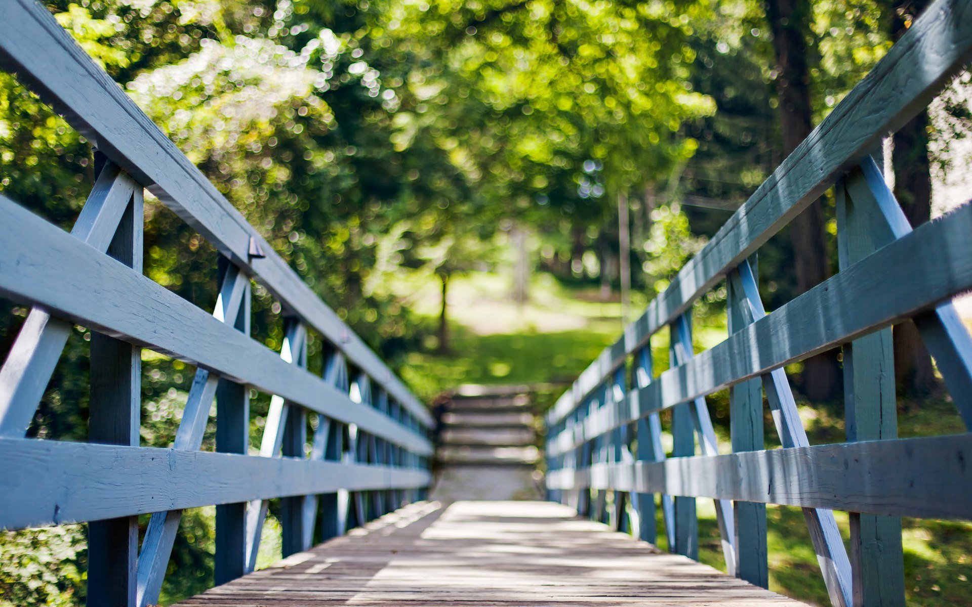 nature bridge bridge trees tree foliage summer sun day bokeh summer fence fence wallpaper widescreen fullscreen widescreen background widescreen