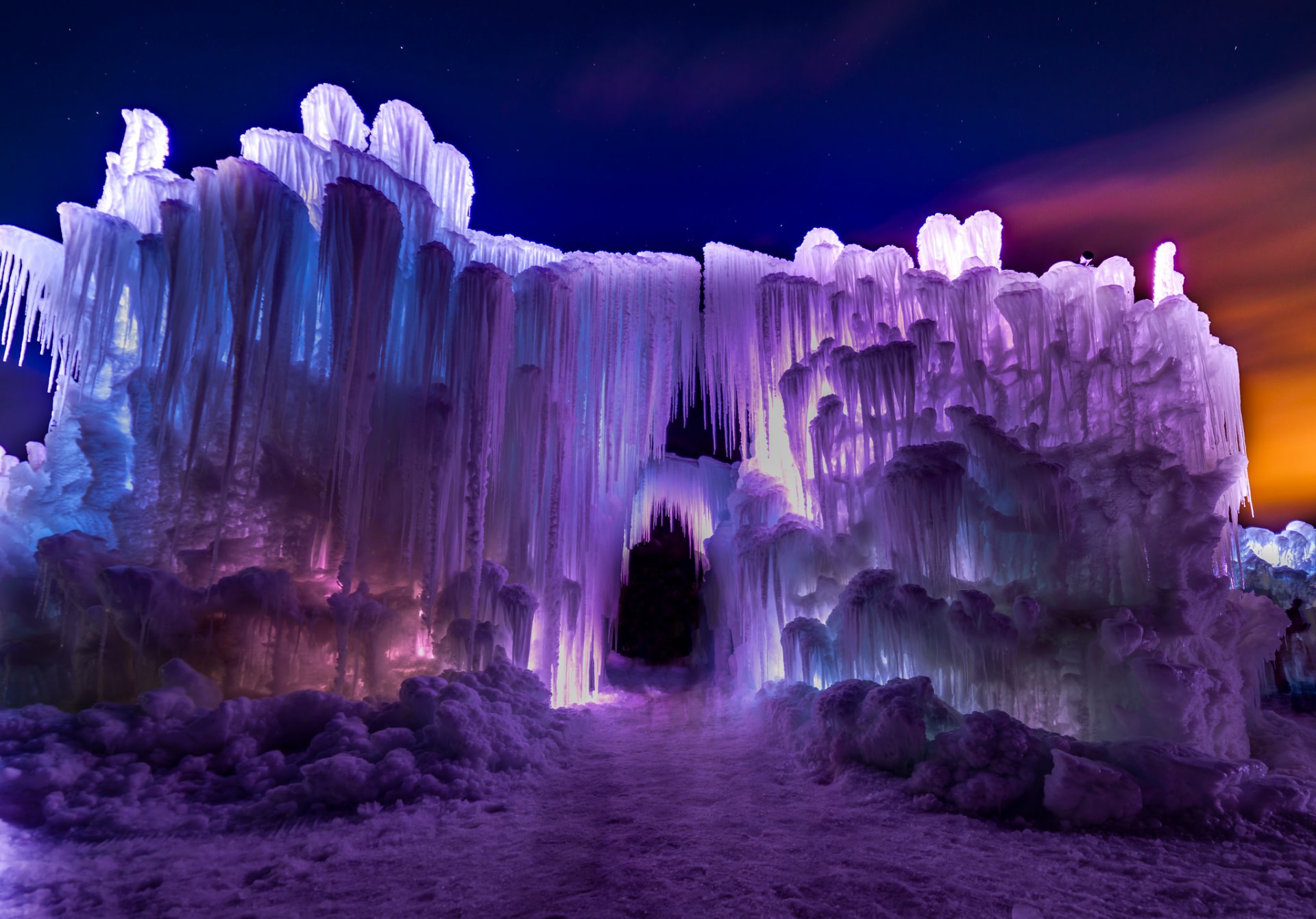 hielo invierno arco noche luz pintura naturaleza