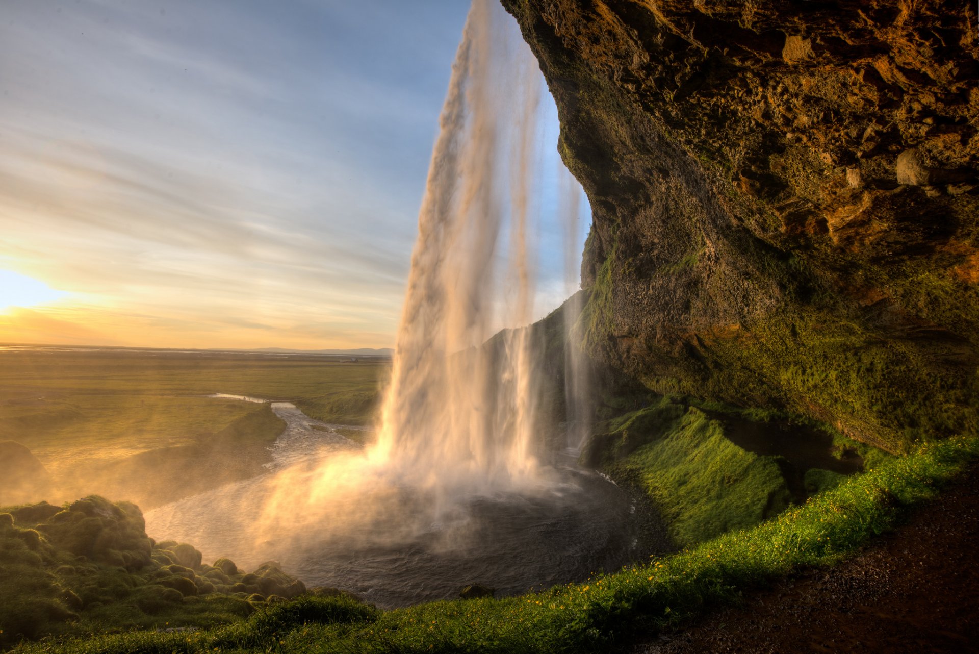 islande ciel rocher cascade