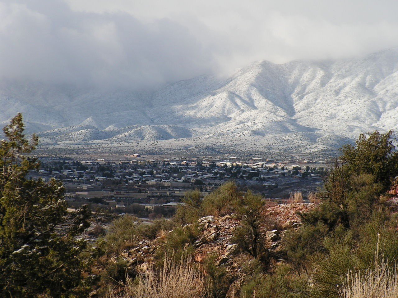 mountain town hills forest