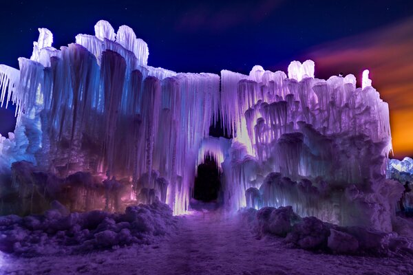 The ice floes are frozen and beautifully illuminated