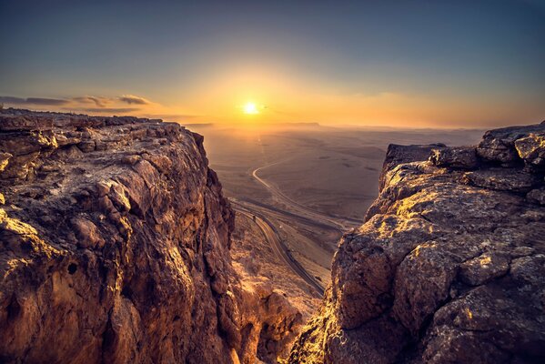 Mountain peaks above the plain