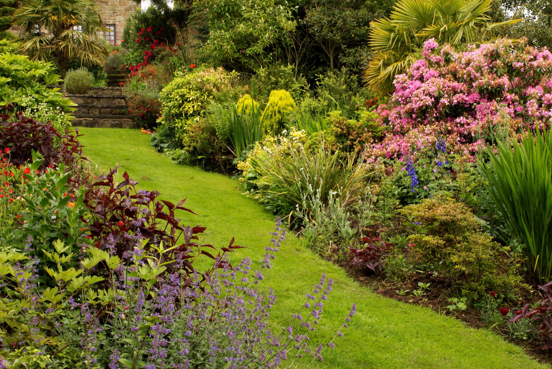 united kingdom park mount pleasant gardens bush flower grass green track a step house