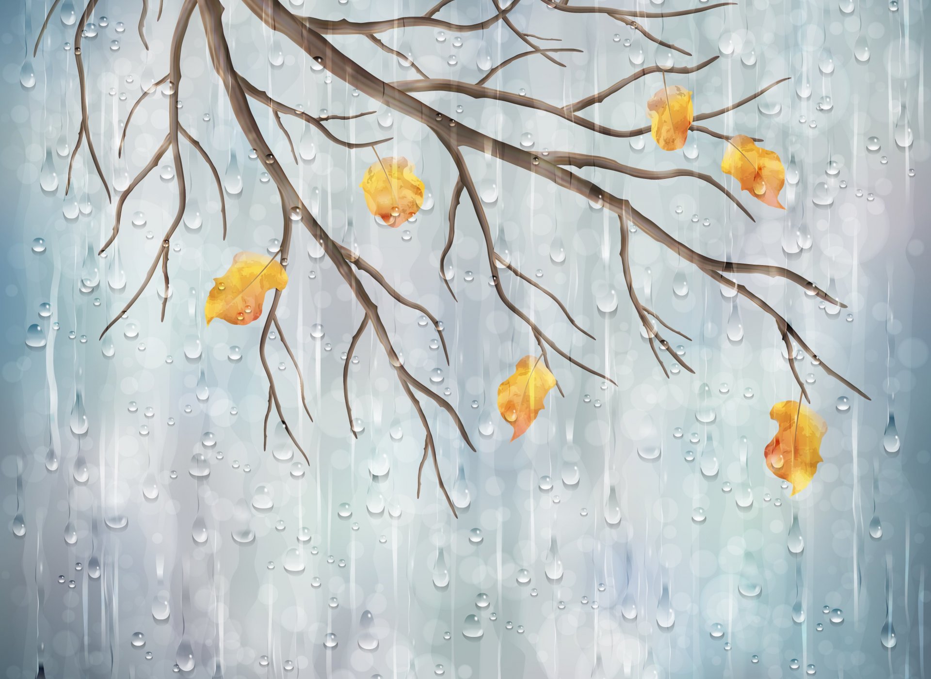 nature vector rain branches leaves autumn