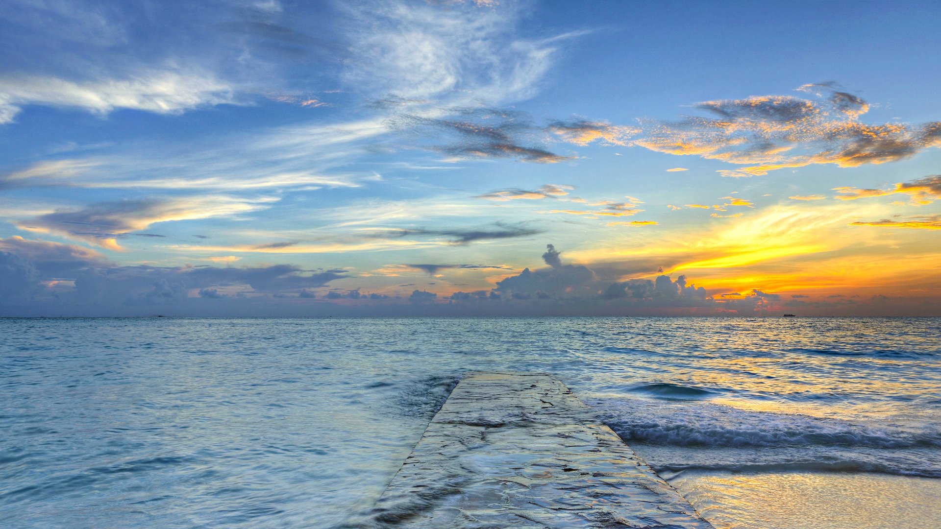 himmel wolken sonnenuntergang meer pier