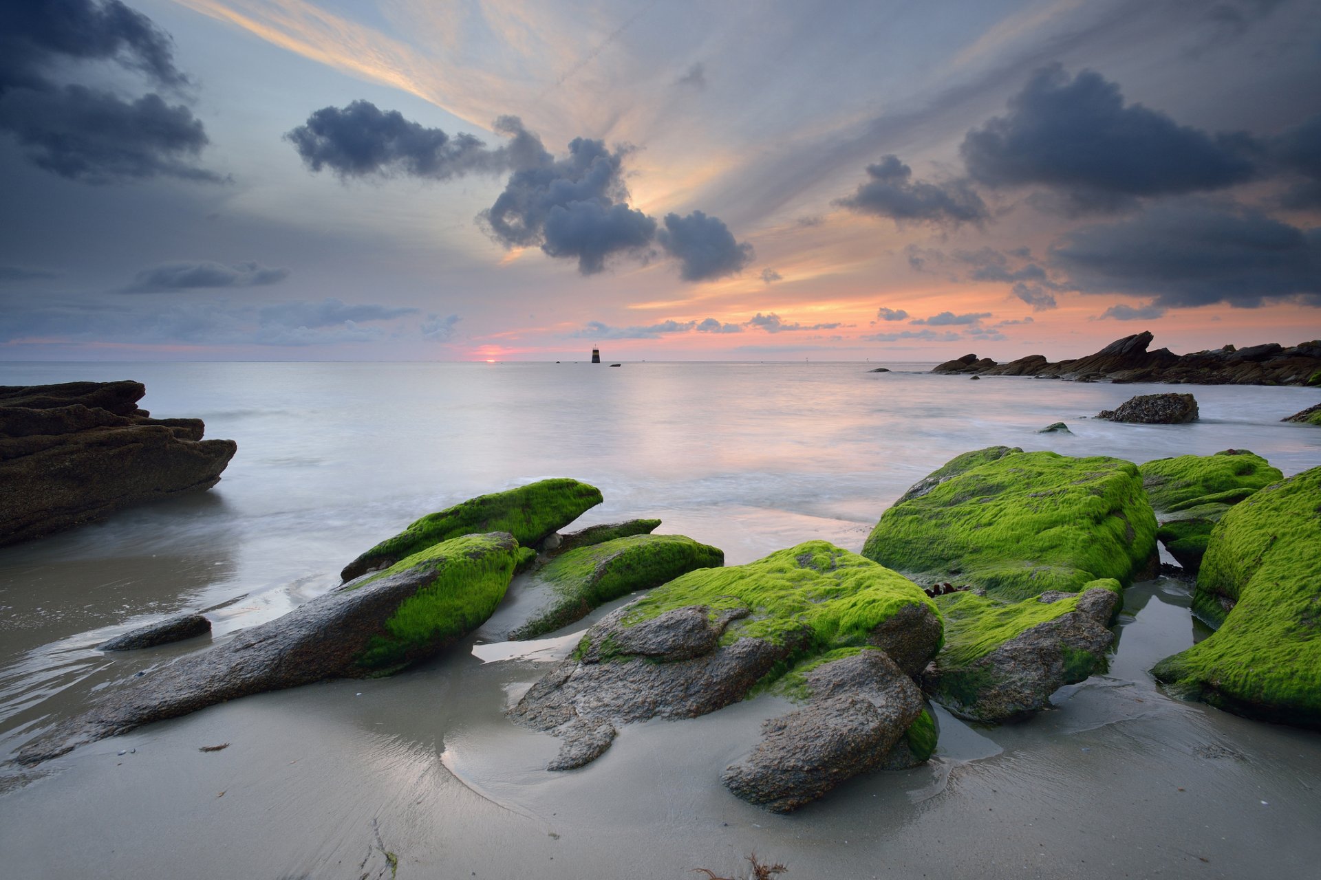 cielo nuvole tramonto mare rocce rocce alghe