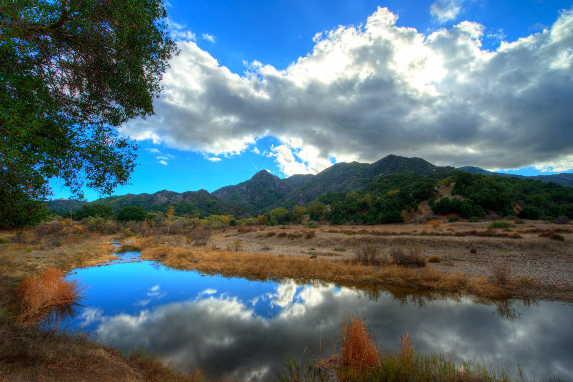 malibu california united states sky clouds mountain river reflection tree landscape