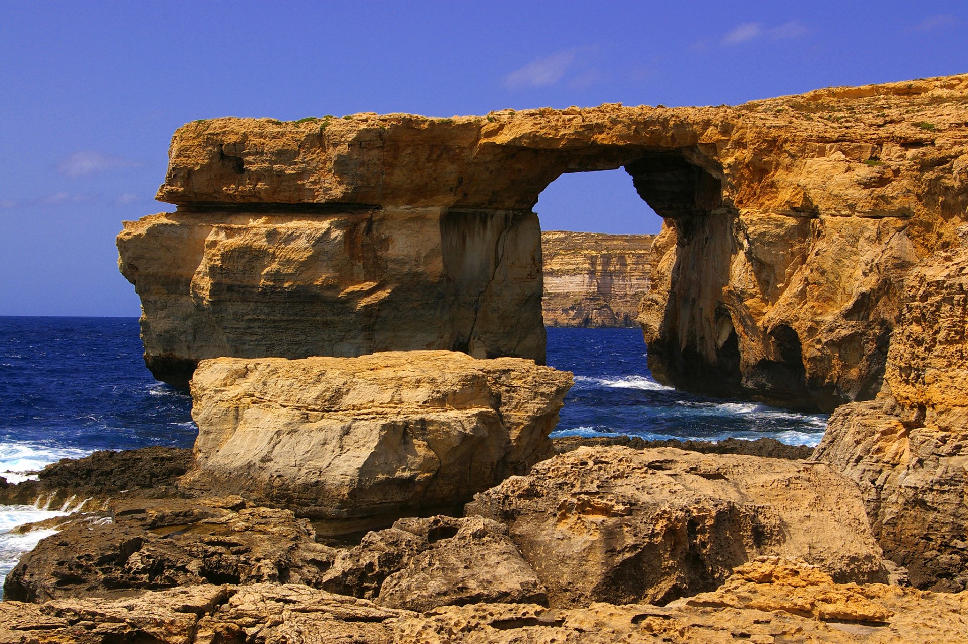 malta dweira gozo himmel meer felsen bogen