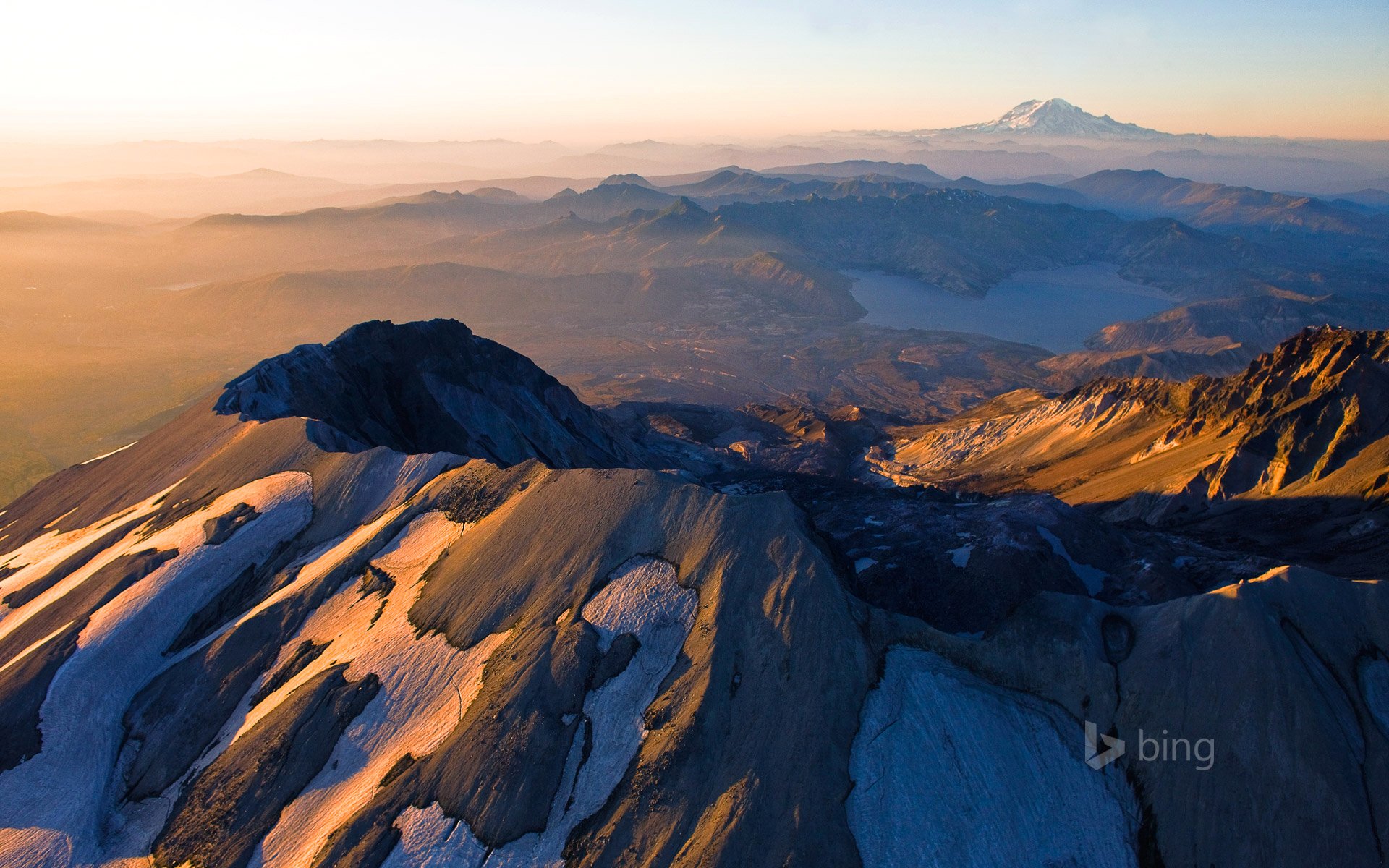 mount st. helens waszyngton usa jezioro świt krajobraz