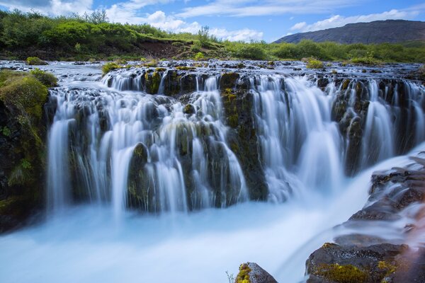 Waterfall on a sunny summer day