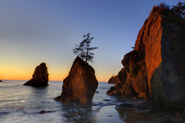 Natural rocks in the sunset light