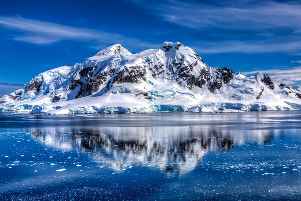 A snowy island in the winter sea