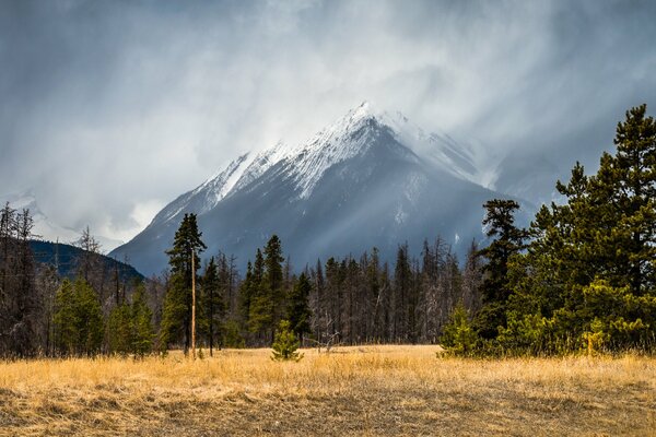 Rovnina with a view of the snow-capped mountain top