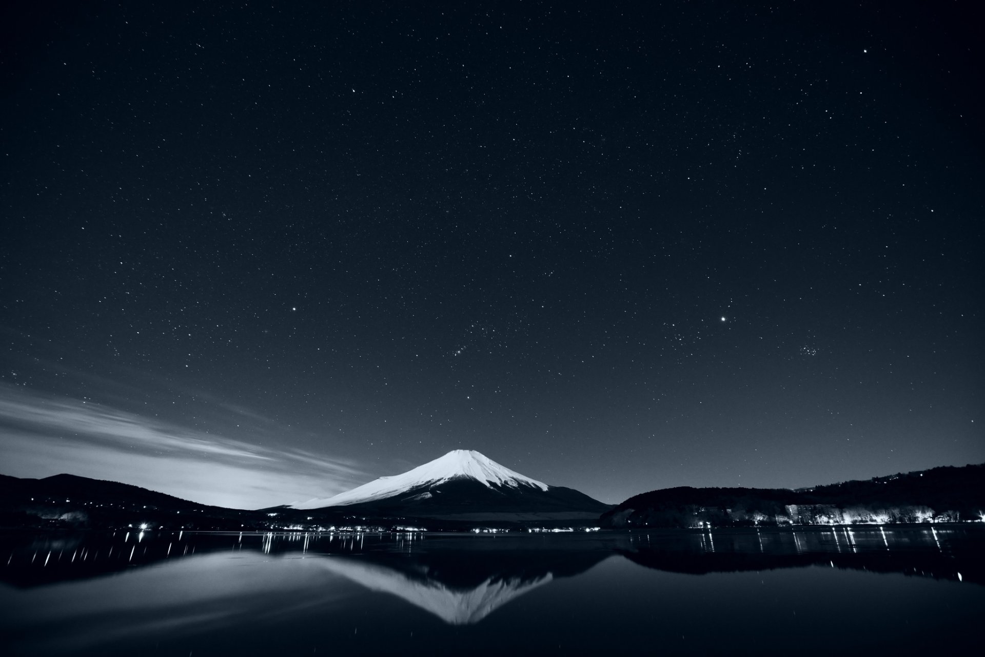 mountain lake reflection nature black and white photo landscape