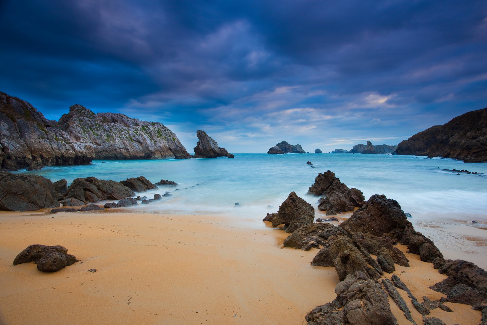 natura oceano sera spiaggia sabbia rocce