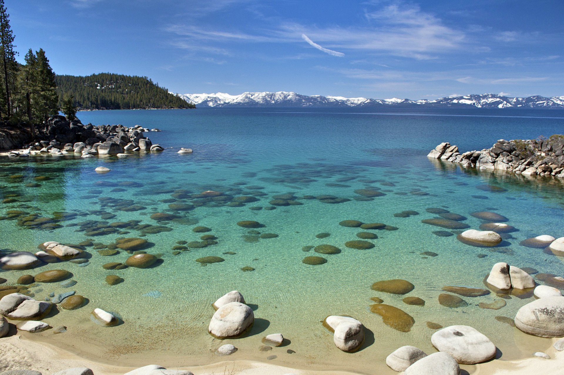 cielo nuvole montagne neve lago tahoe rocce alberi