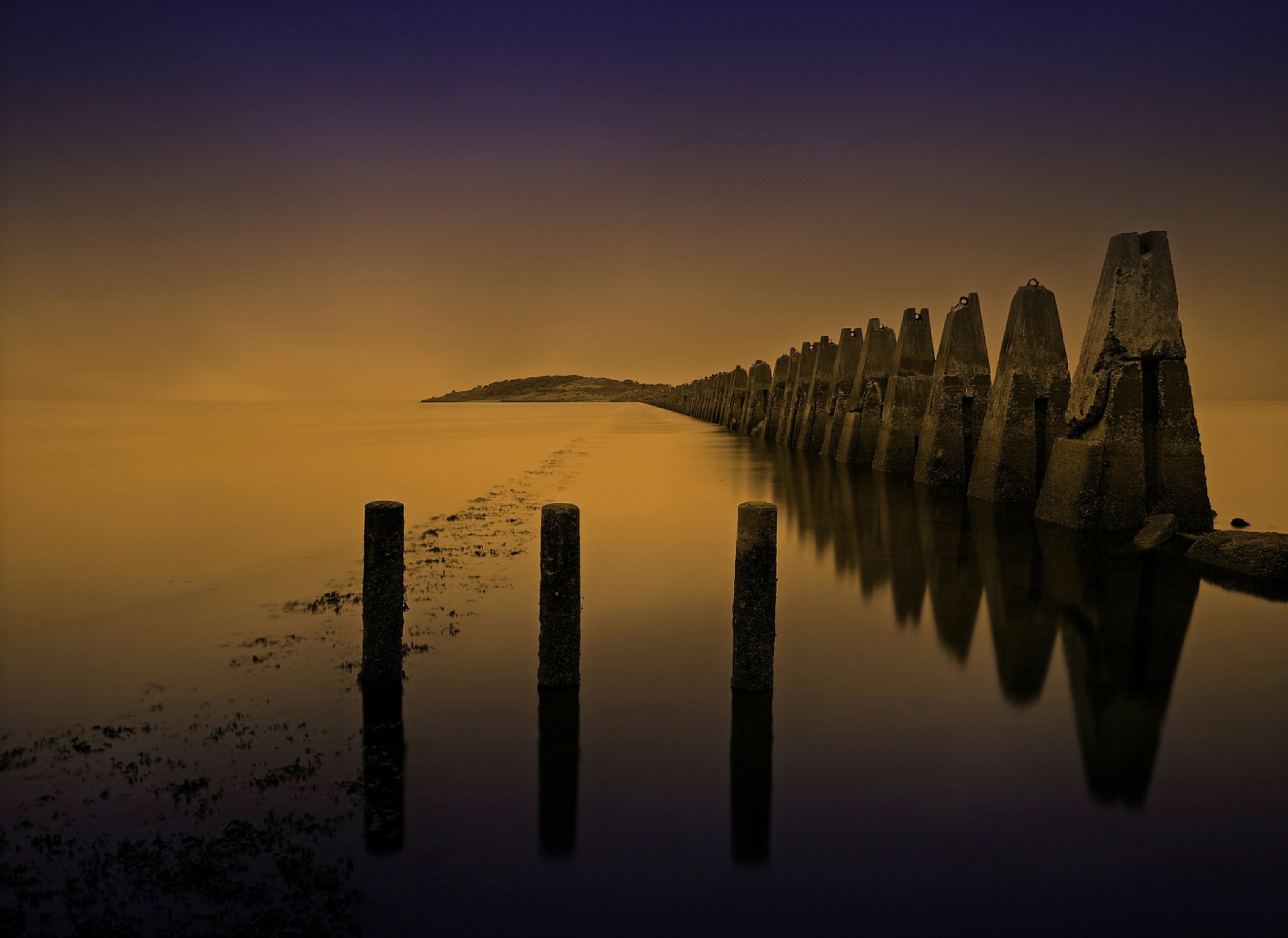 cramond edinburgh schottland gb meer pier pfähle