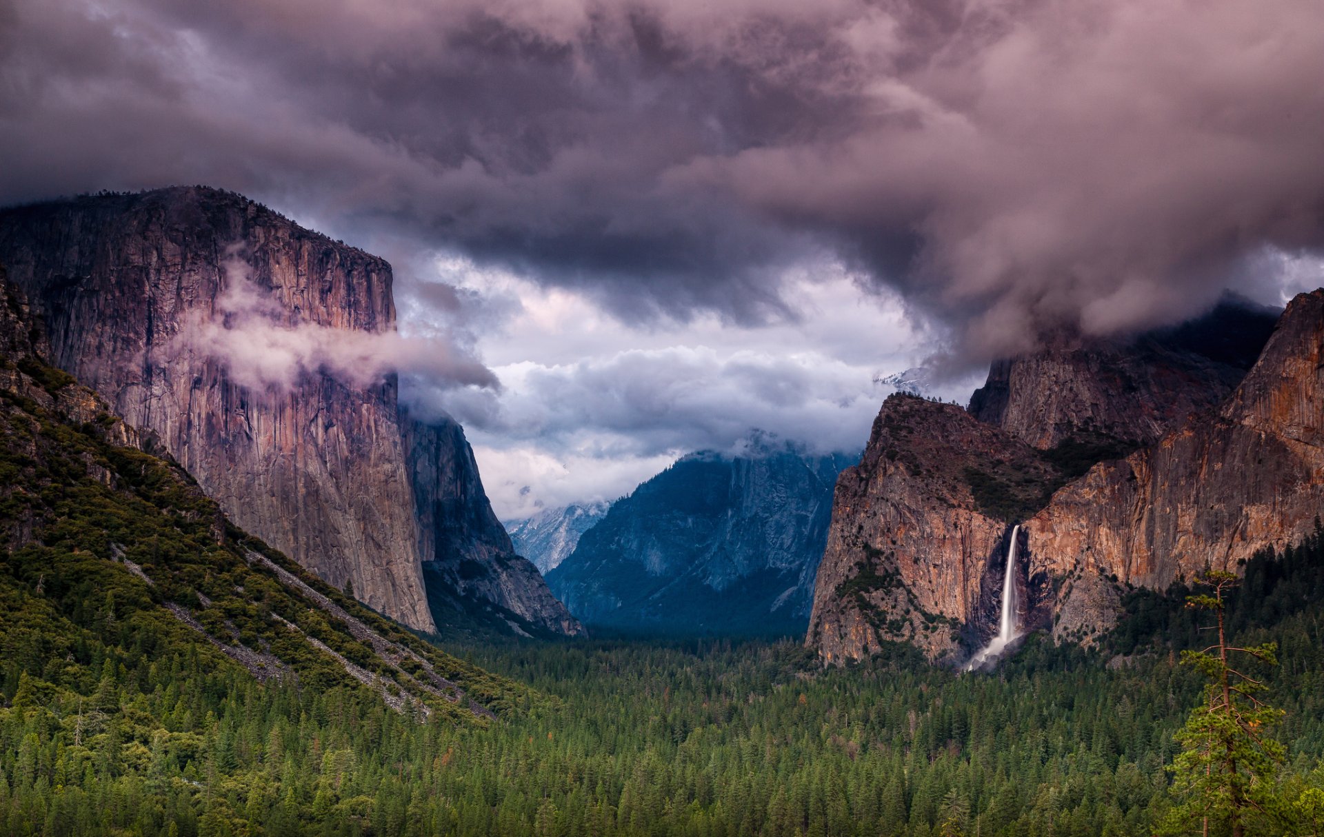 yosemite national park sierra nevada united states mountain sky tree clouds rock waterfall forest