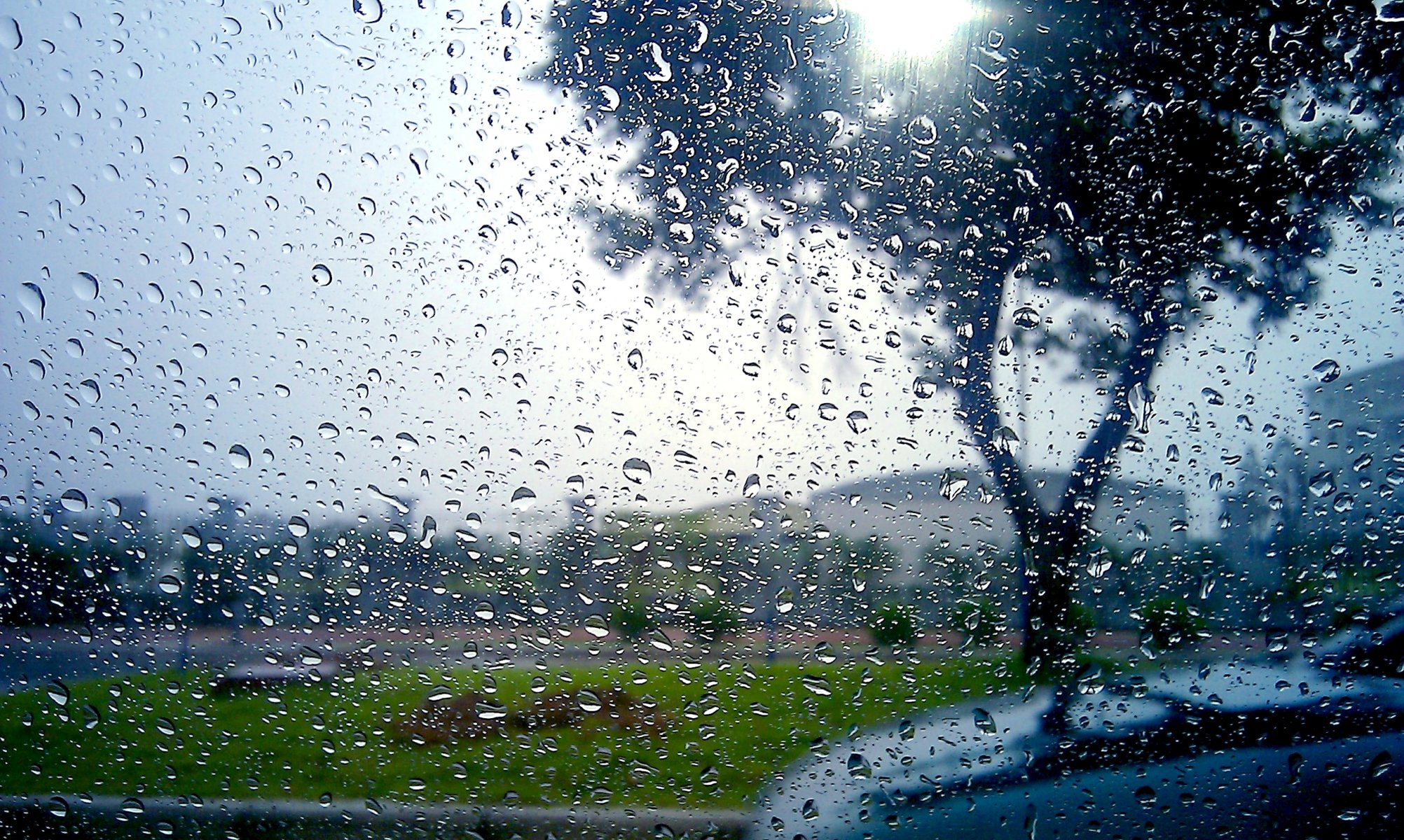 stadt regen glas tropfen