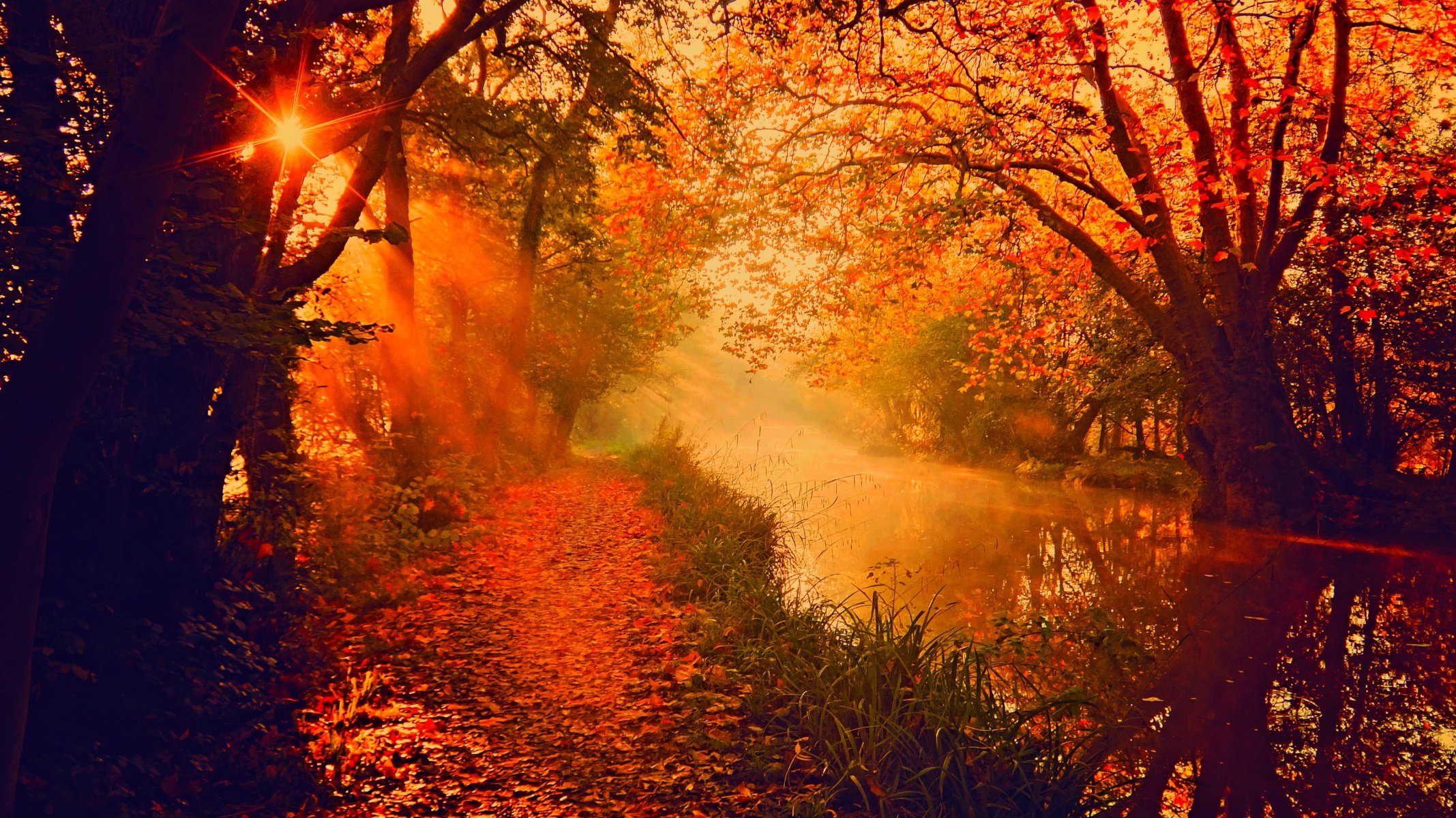 natur himmel fluss wasser wald park bäume blätter bunt herbst herbst farben zu fuß berge