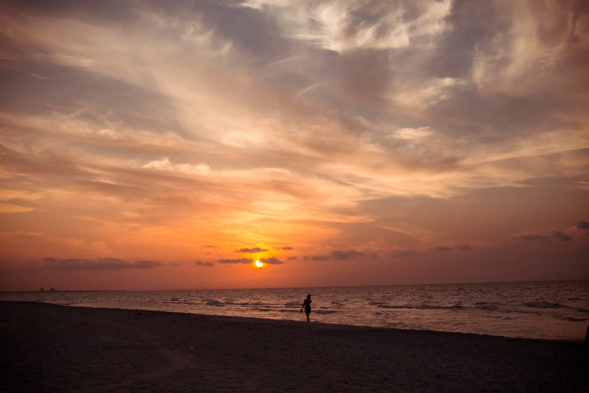 natur sonnenuntergang kuba meer silhouette strand