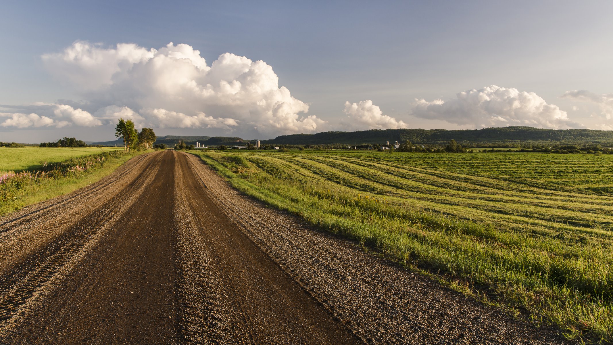 road the field cloud