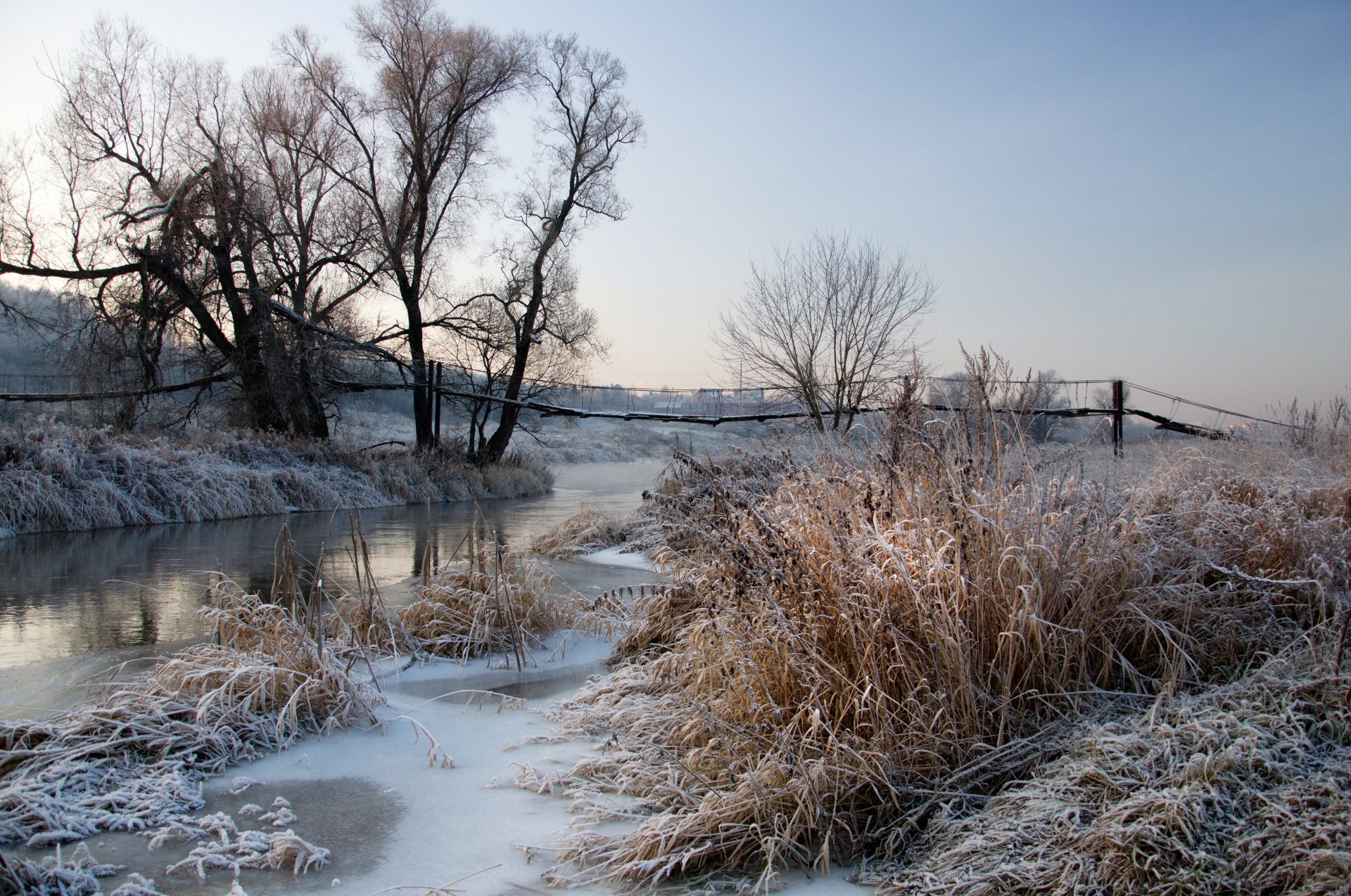 frost landschaft dämmerung fluss