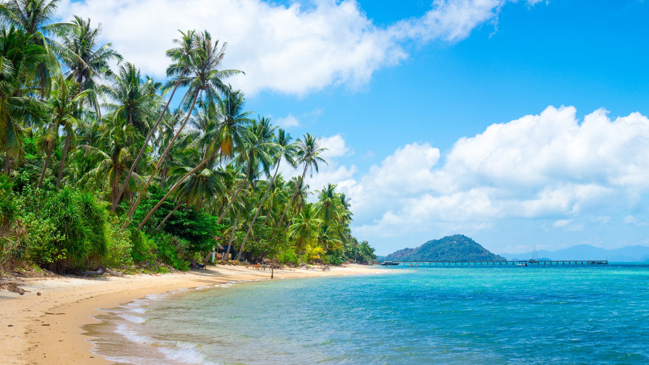 im sommer strand meer küste paradies tropisch sand palmen