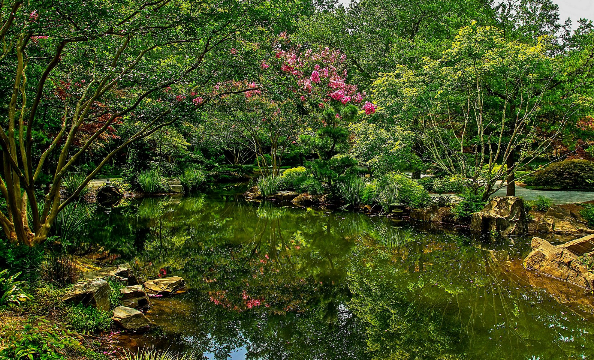 united states park pond gibbs gardens bush nature photo