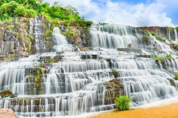 Water flow, natural waterfall