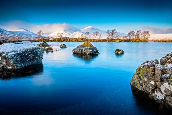 Le lac gelé semble fascinant