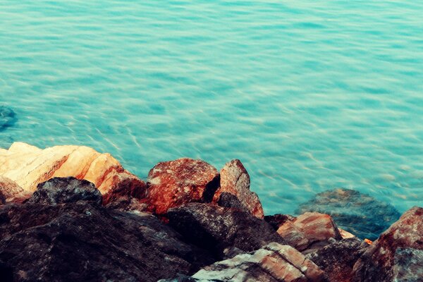 Hermosas Piedras en la orilla del mar