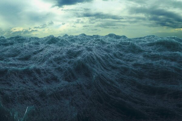 Tempête sur la mer, hautes vagues